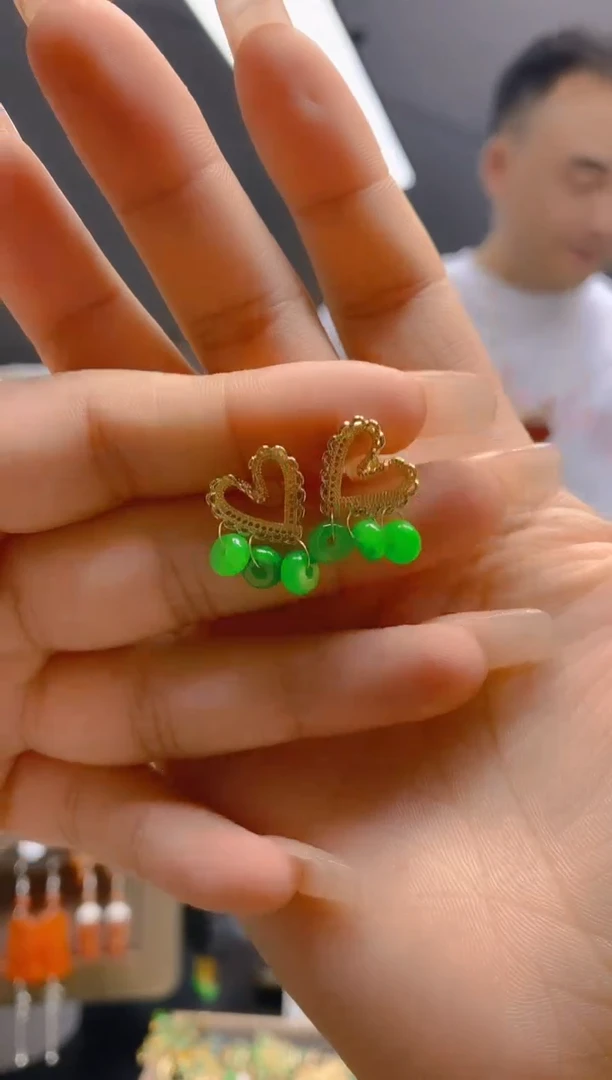 翡翠合金耳饰016翡翠耳钉