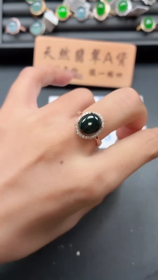 银S925镶嵌戒指翡翠1111111