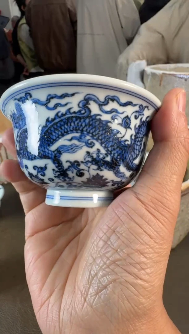 杯子陶瓷三方器合穿花龙大压手杯