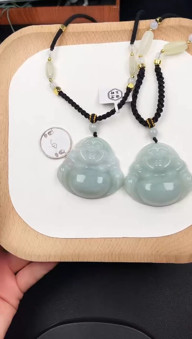 颈饰未镶嵌翡翠LC037油冰蓝绿大佛+送同款绳子多样性发其一