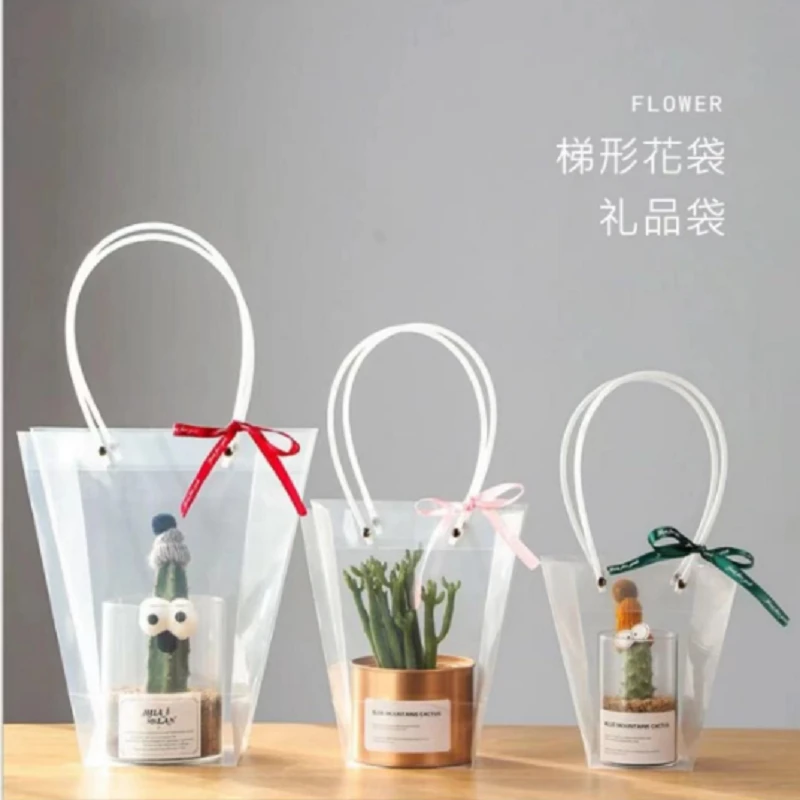 【绿萝】T型透明透光手提袋  鲜花包装资材