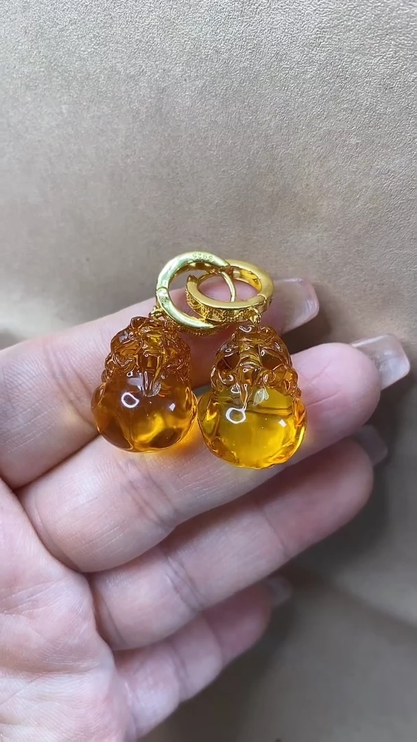 琥珀颈饰未镶嵌耳环