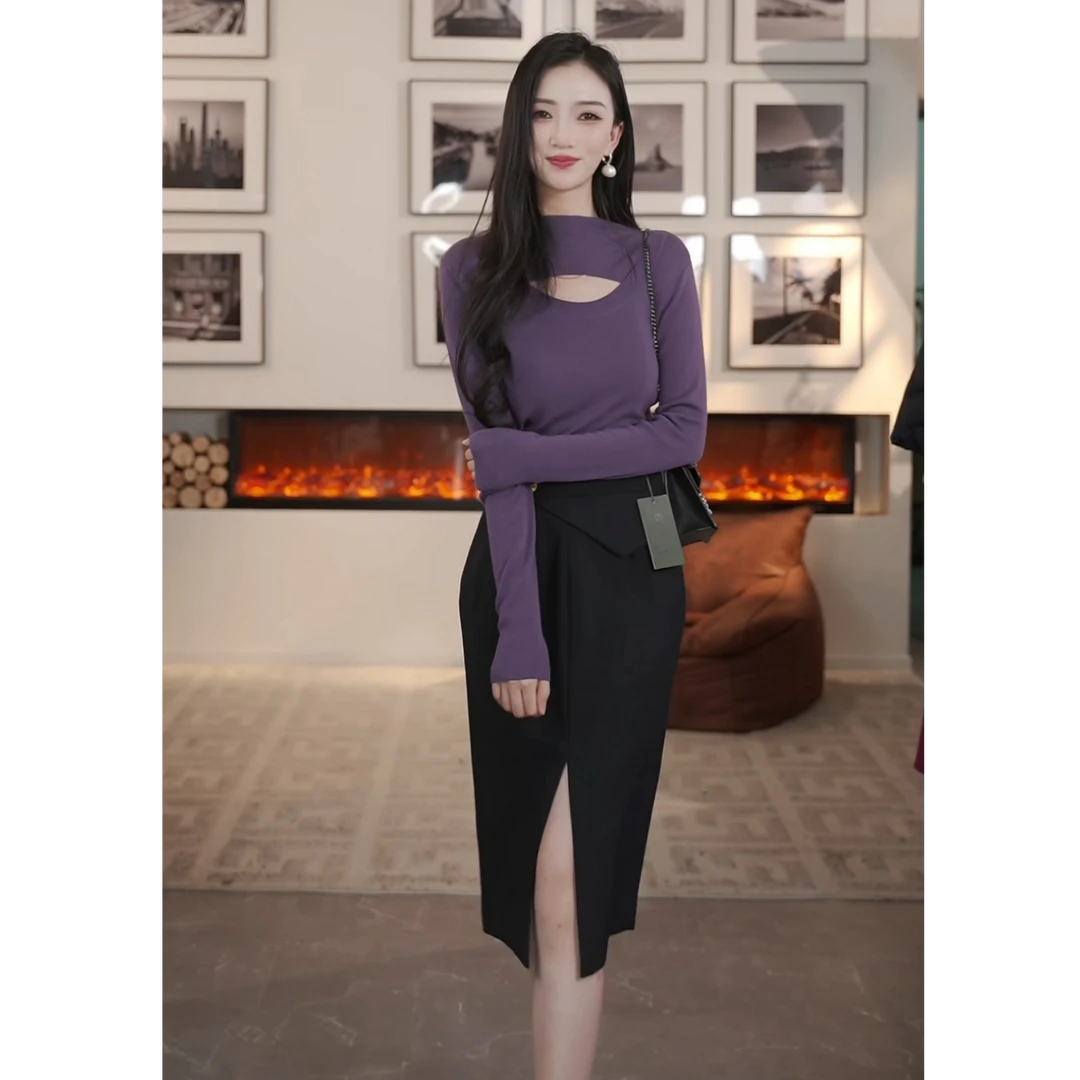 【曼德诗专柜同款】全羊毛衫女打底针织保暖秋冬无缝一体M733302663