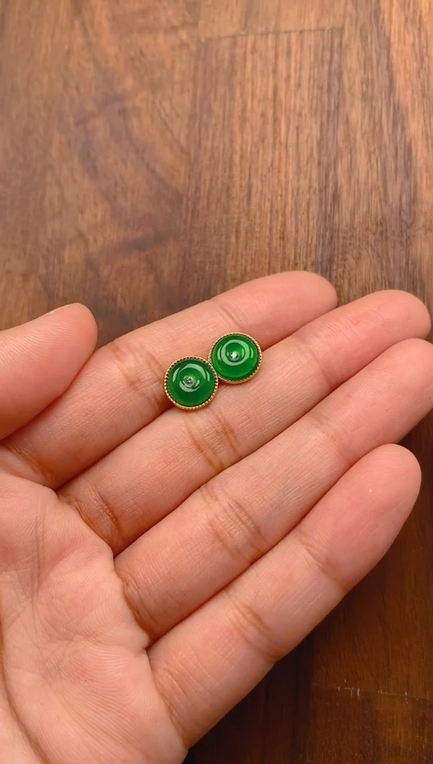 【闪购商品】翡翠耳饰银S925镶嵌平安扣耳饰