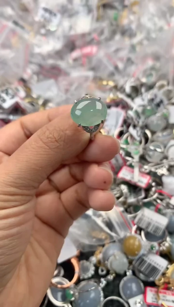 银S925镶嵌戒指翡翠444              2