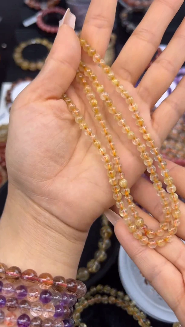 未镶嵌手串水晶金发晶三圈5.1mm