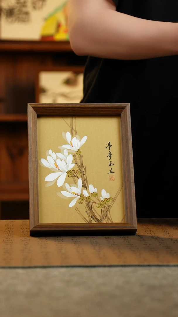 国画17*23纯手绘国风国画摆台