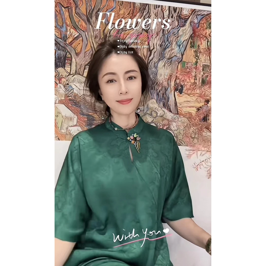 VV&AA 雨碎江南 春夏新款国风中式复古连衣裙 (带胸针 RK90206VA