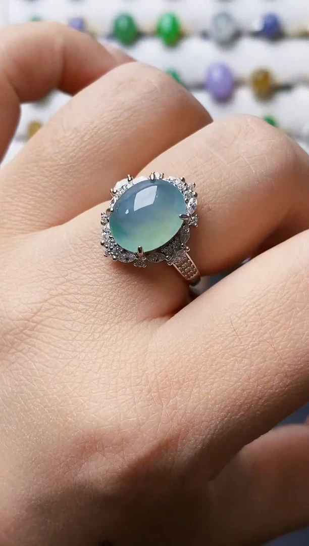 银S925镶嵌戒指翡翠3678