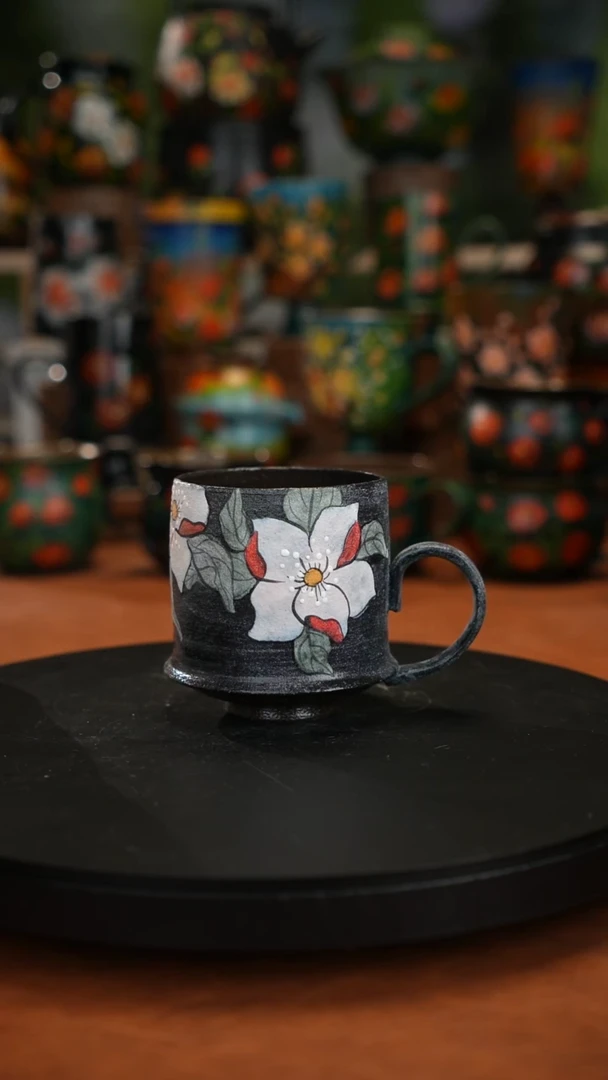 紫砂油画釉下彩手绘