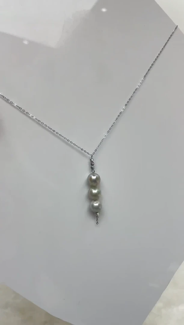 颈饰银S925镶嵌海水珍珠8-9