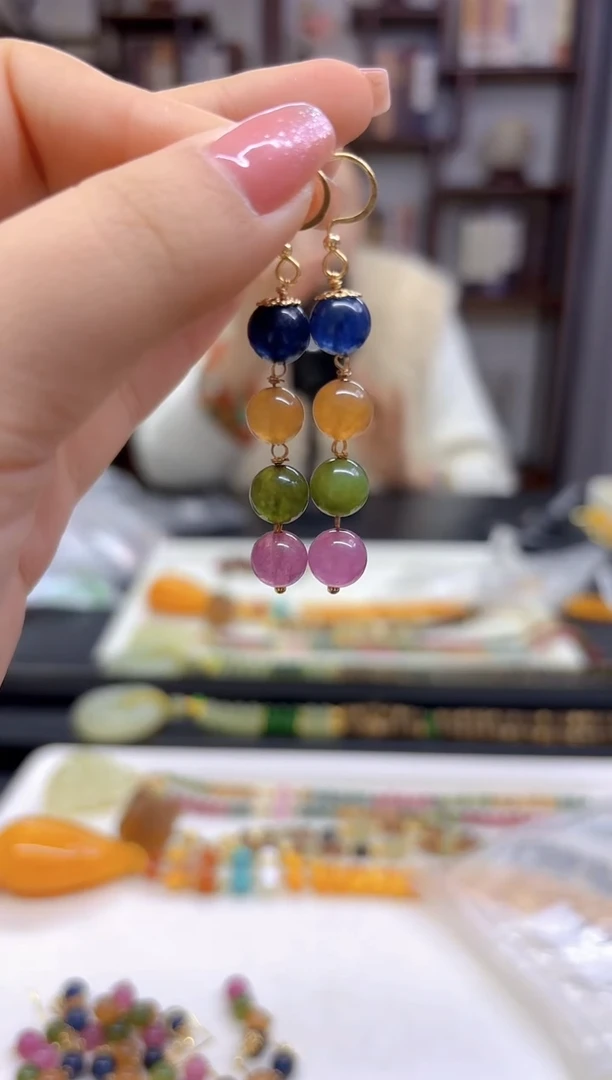 【闪购商品】碧玺耳饰14K金镶嵌耳坠E58