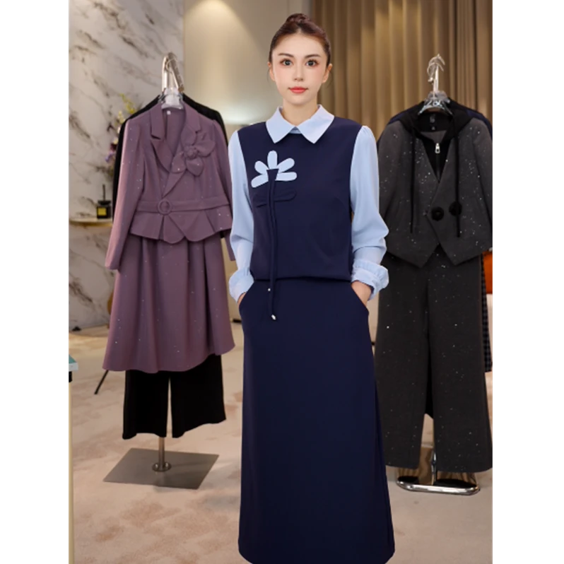 G9221小香风套装连衣裙2025新款显瘦气质女春秋时尚高级感两件套