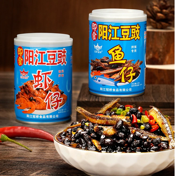 广东农家阳江豆豉鱼仔拌饭酱下饭菜速食虾仔豆豉酱香辣开味拌面
