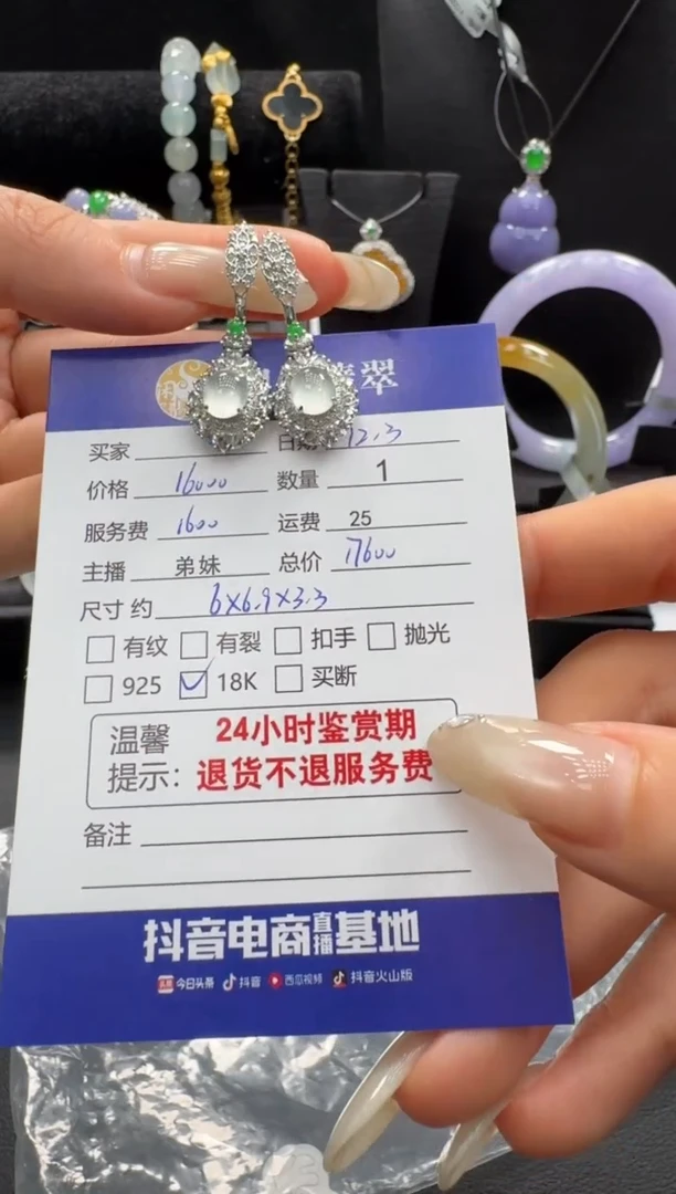 18K金镶嵌翡翠耳饰翡翠耳饰