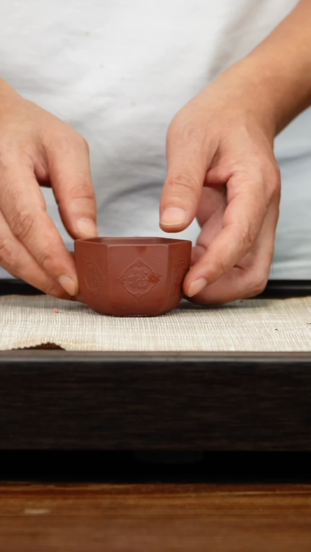 茶壶紫砂紫泥六方杯带字