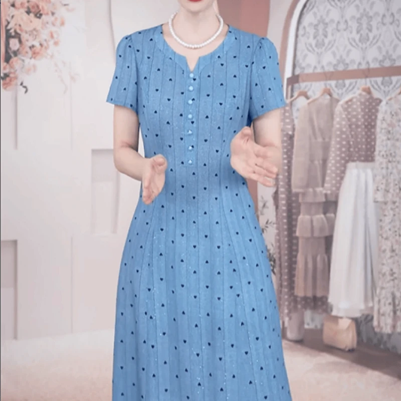 A161【连衣裙】2025夏季新款时尚优雅古典气质波点收腰显瘦连衣裙