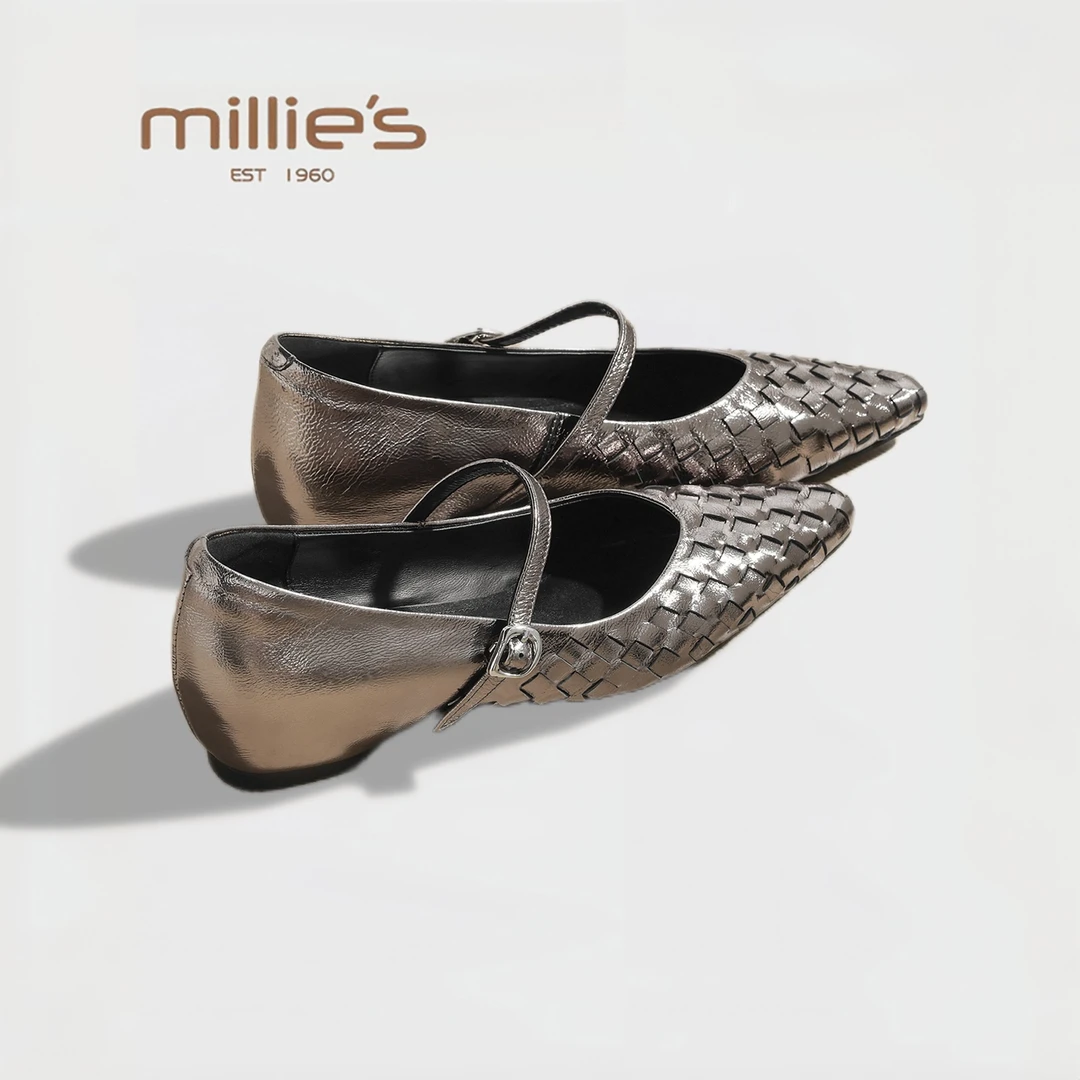 MILLIE'S/妙丽2025新款浅口女鞋法式复古玛丽珍鞋女一字扣带单鞋