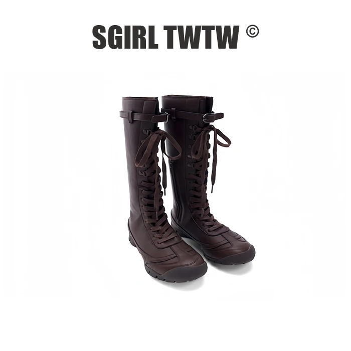 X805-6 SGIRLT WTW绑带全集靴时髦中筒靴平底新款女鞋休闲百搭