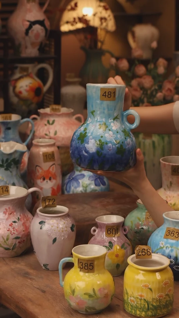 陶瓷481景德镇设计师手作花器摆件侘寂风男生桌面摆件