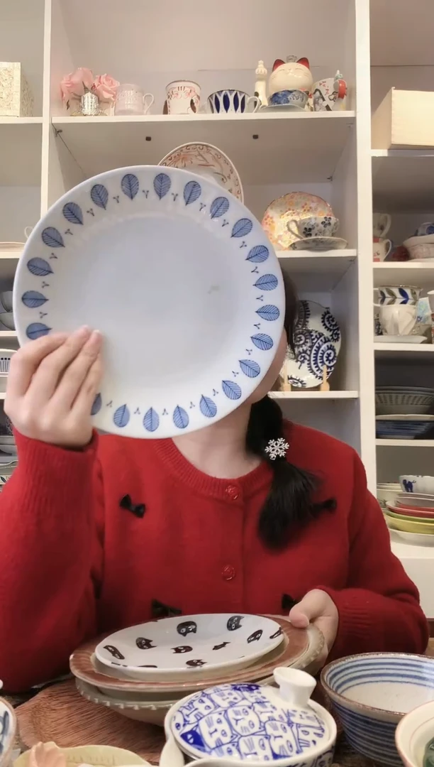 陶瓷【微瑕】美浓烧薄荷叶大盘22cm