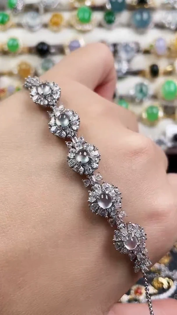 银S925镶嵌手链翡翠148