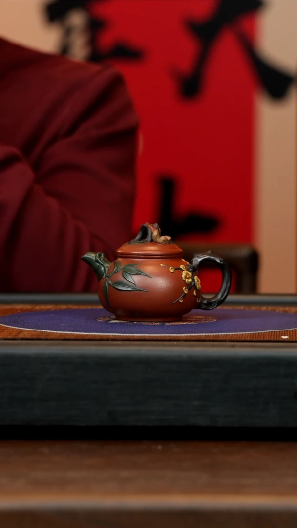 【闪购商品】紫砂茶壶CYL 大红泥 岁寒三友