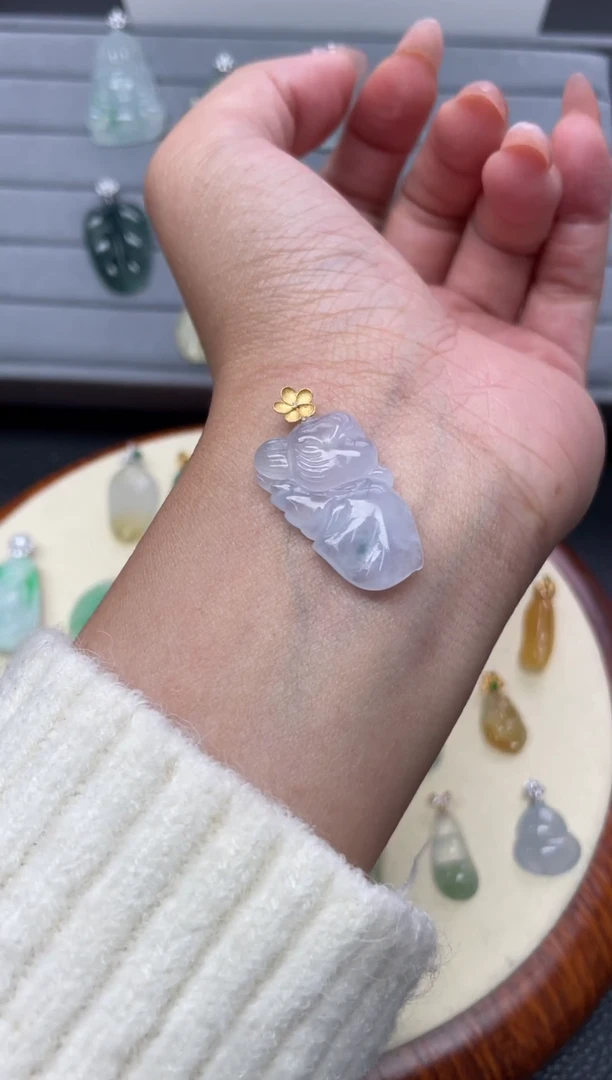 颈饰18K金镶嵌翡翠（55号链接）纯天然A货缅甸翡翠