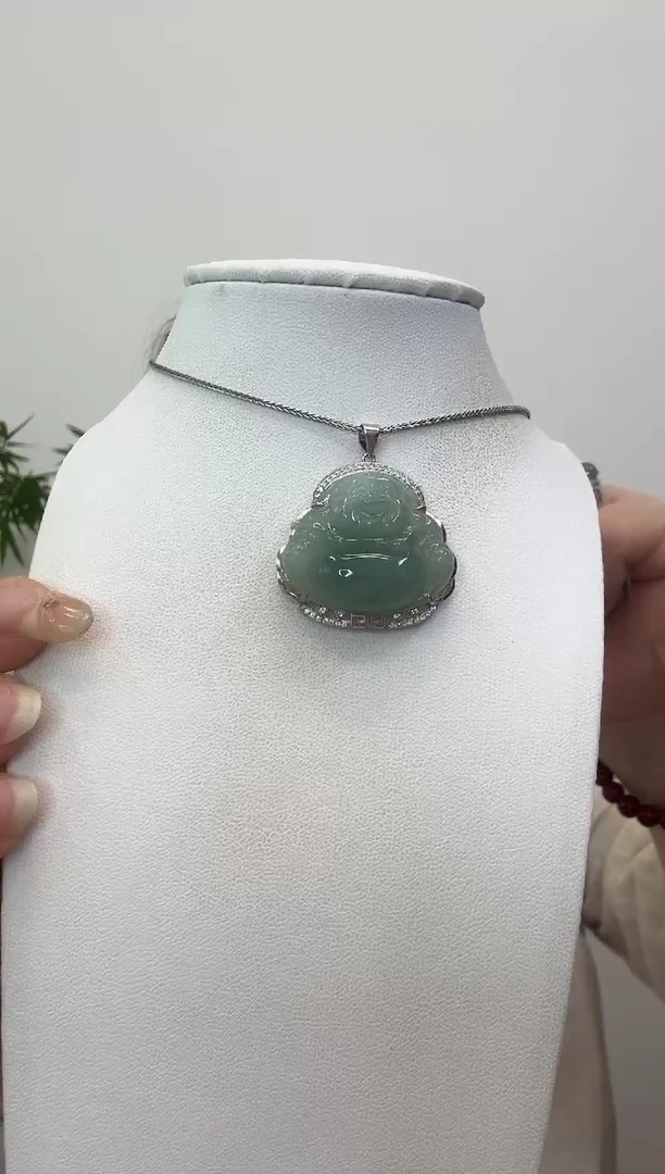 翡翠银S925镶嵌吊坠(赠链)佛公