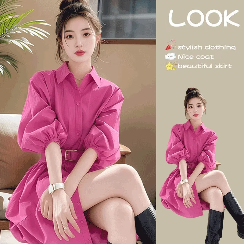 法式气质小个子御姐衬衫连衣裙女装2025春季新款温柔绝美收腰短裙