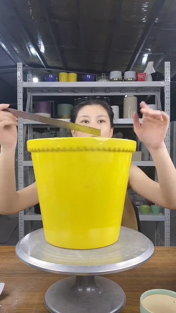 默认打孔陶瓷花盆宽高25-22