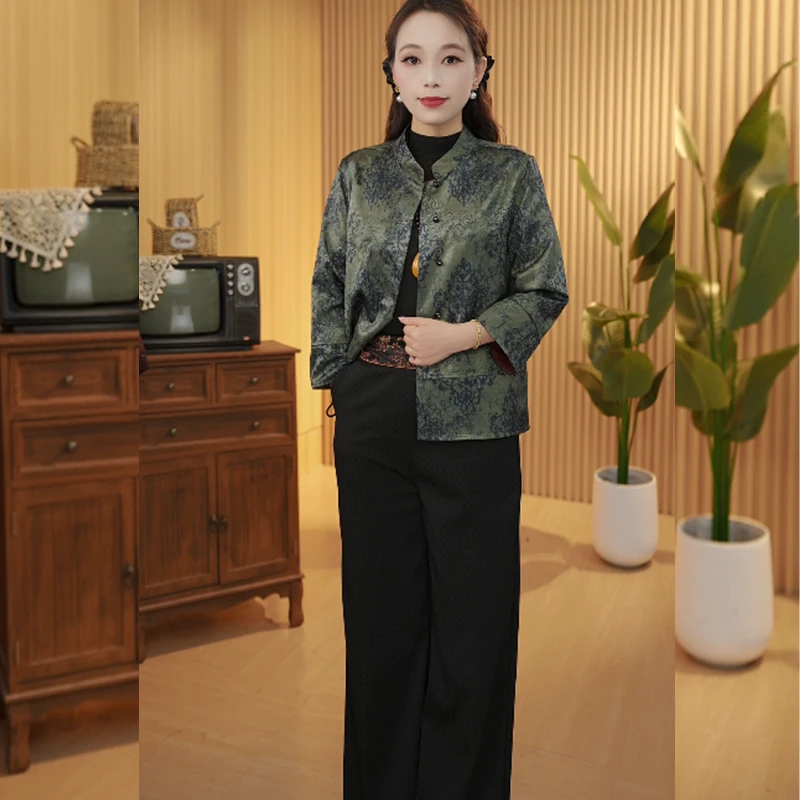 【事如意】国风外套中年女装春夏季新款保持版型宽松锦绣香云锻老料