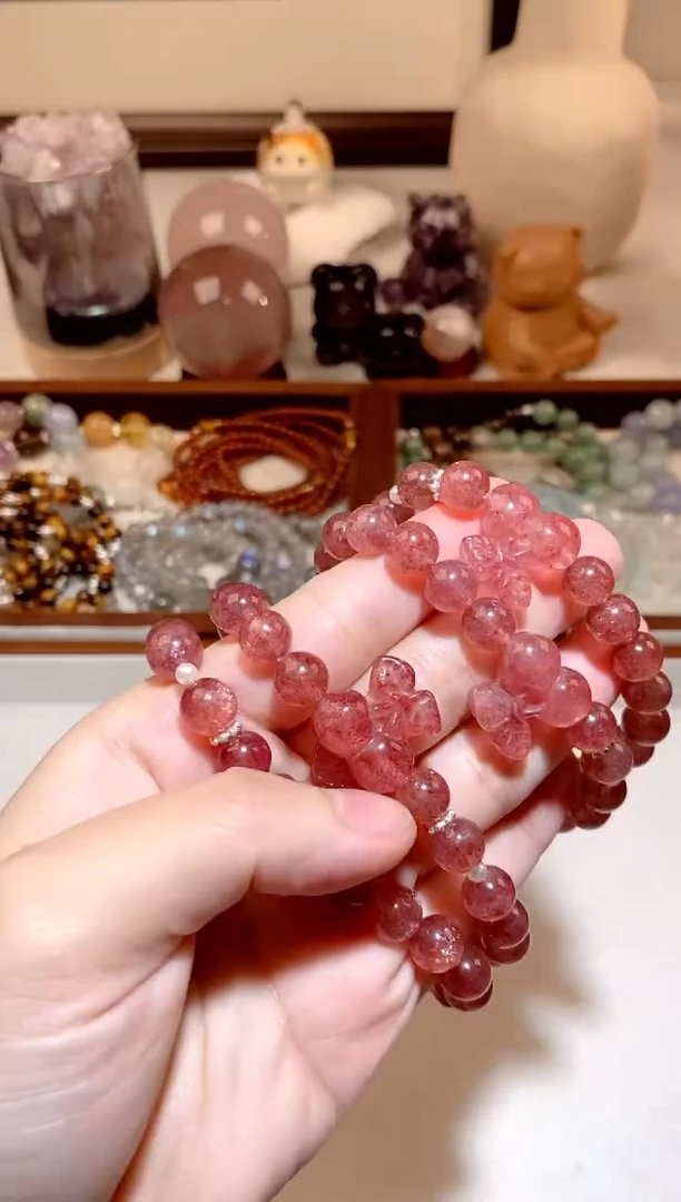 未镶嵌手串海蓝宝石草莓晶diy手串