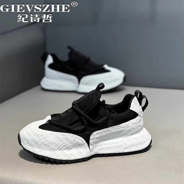 纪诗哲男鞋个性时尚透气跑步鞋压花舒适运动鞋男款潮流百搭休闲鞋