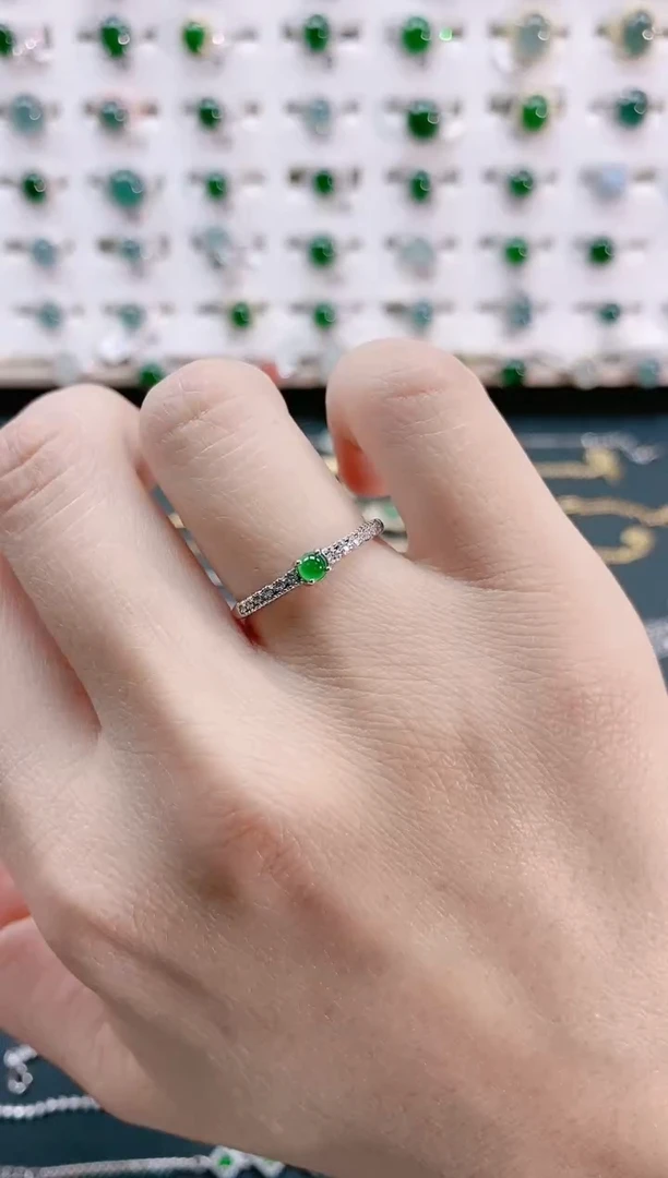 【闪购商品】翡翠戒指银S925镶嵌天然翡翠