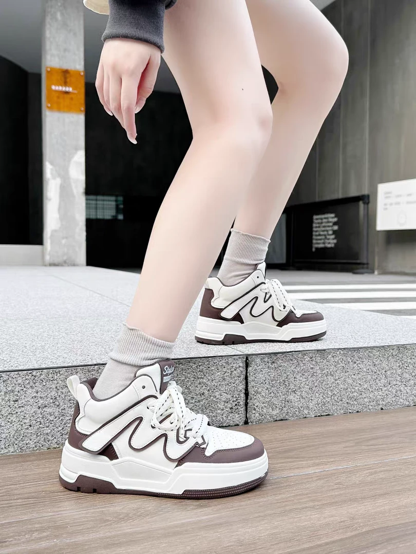 复古潮鞋小众高级感新款厚底高帮休闲鞋百搭学生系带板鞋 31151-1