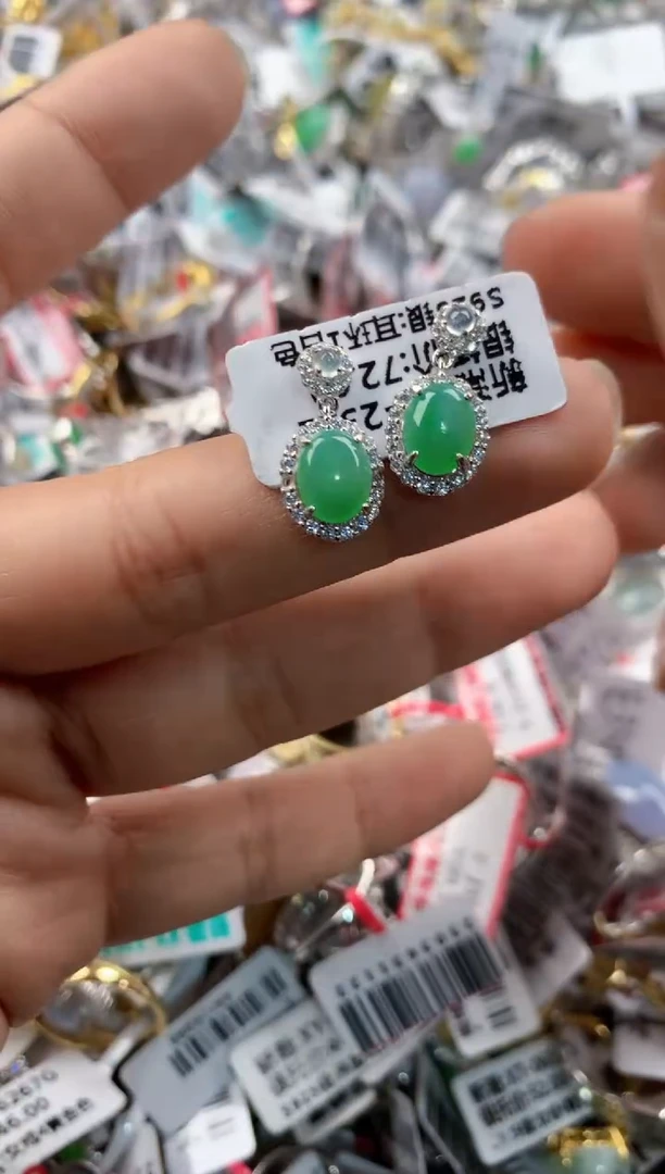 银S925镶嵌戒指翡翠777---9