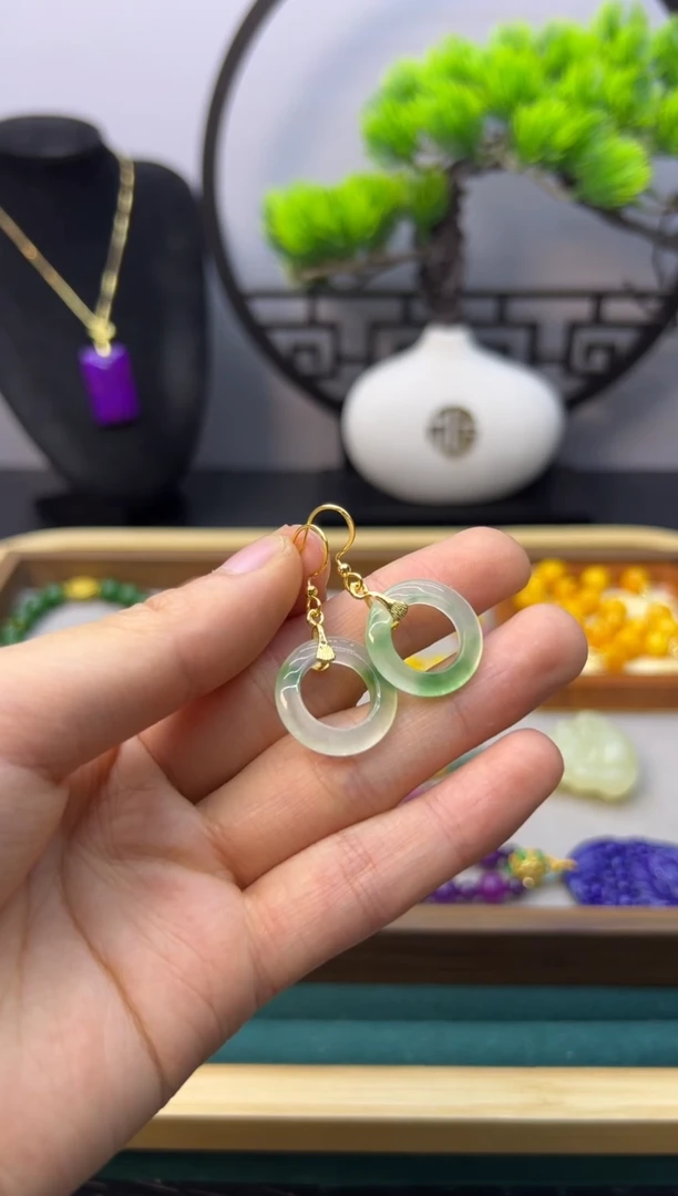 【闪购商品】翡翠耳饰14K金镶嵌E236