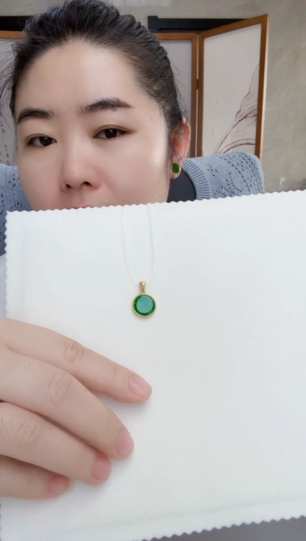 吊坠(不含链)银S925镶嵌翡翠翡翠圆无事牌