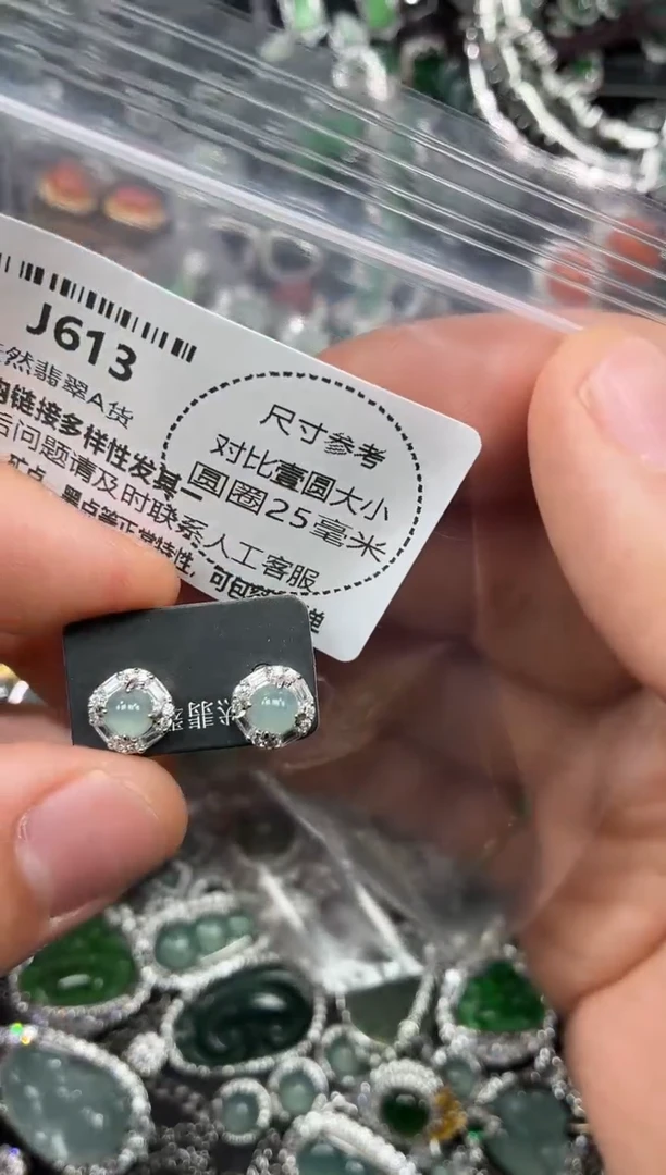 颈饰未镶嵌翡翠J613耳钉