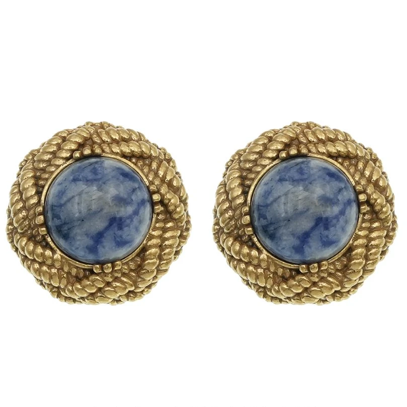 合金琉璃耳饰 22236蓝色麻绳耳钉耳拍设计师编织气质简约时尚配饰