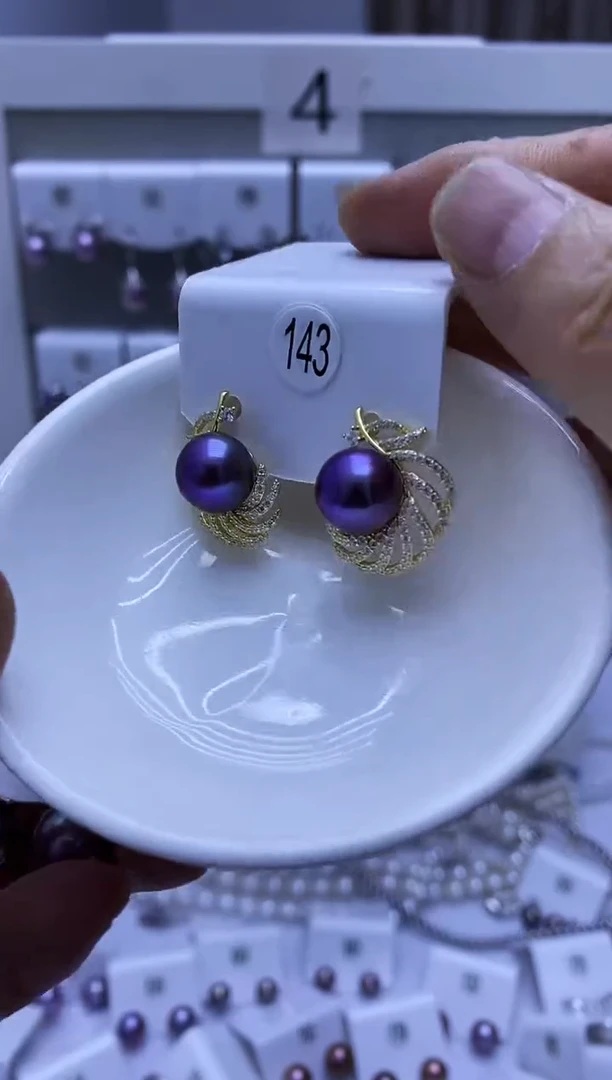 银S925镶嵌耳饰淡水珍珠143