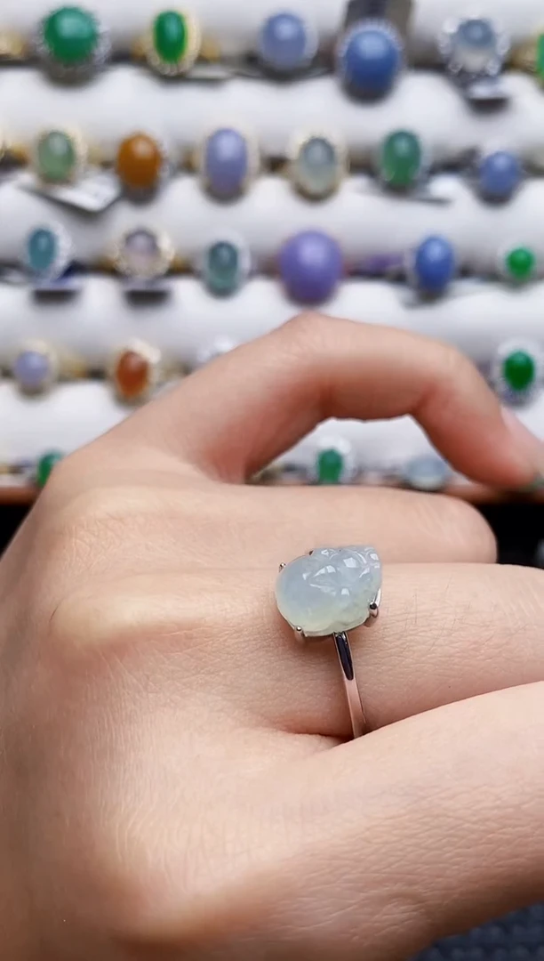 银S925镶嵌戒指翡翠0678