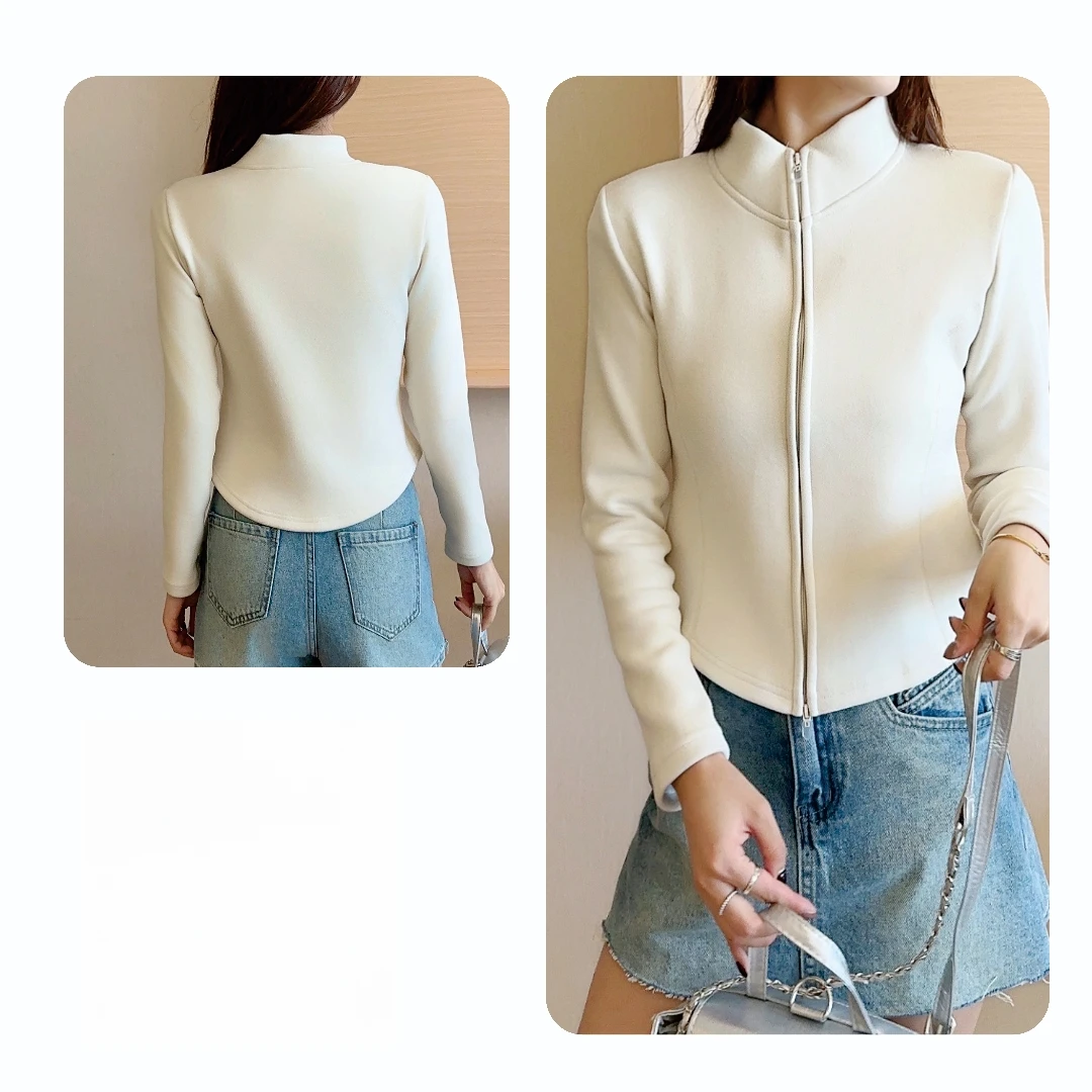 【青青专属】新款石墨烯高弹修身显瘦直角肩保暖打底可外穿拉链衫