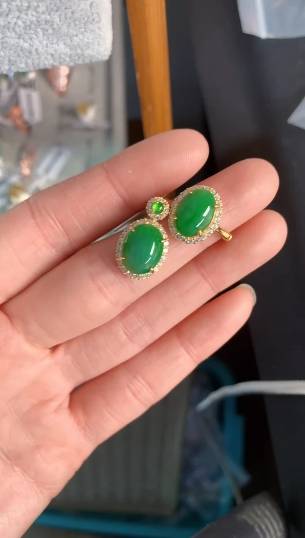 银S925镶嵌戒指翡翠222   9