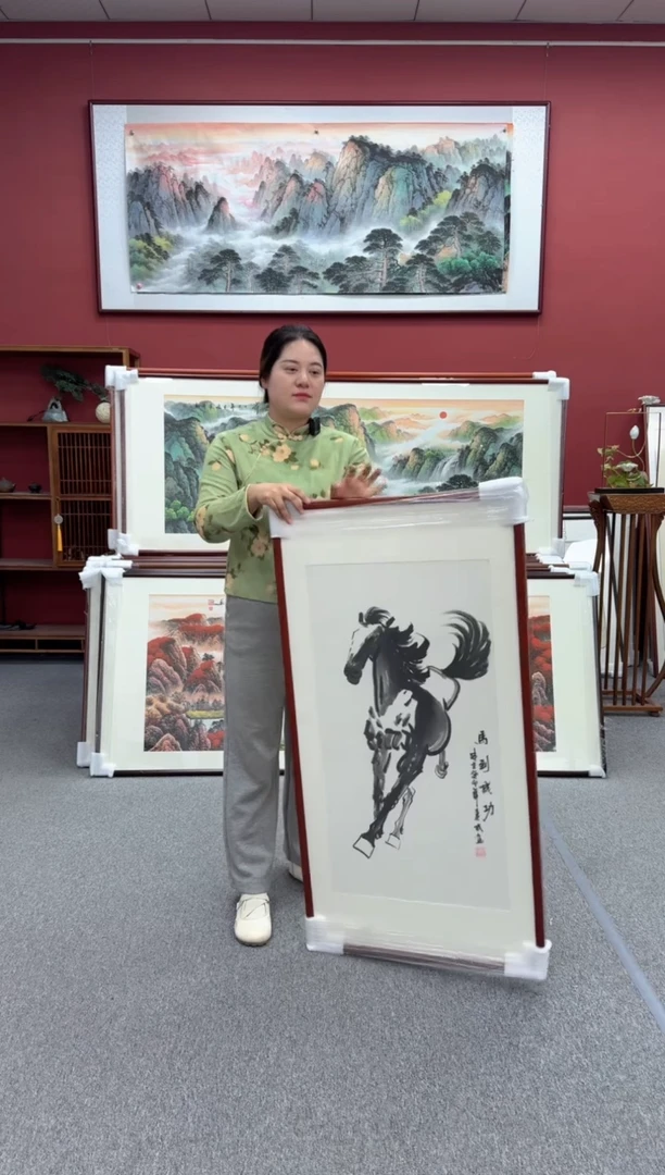 国画手绘  马到成功 125*65