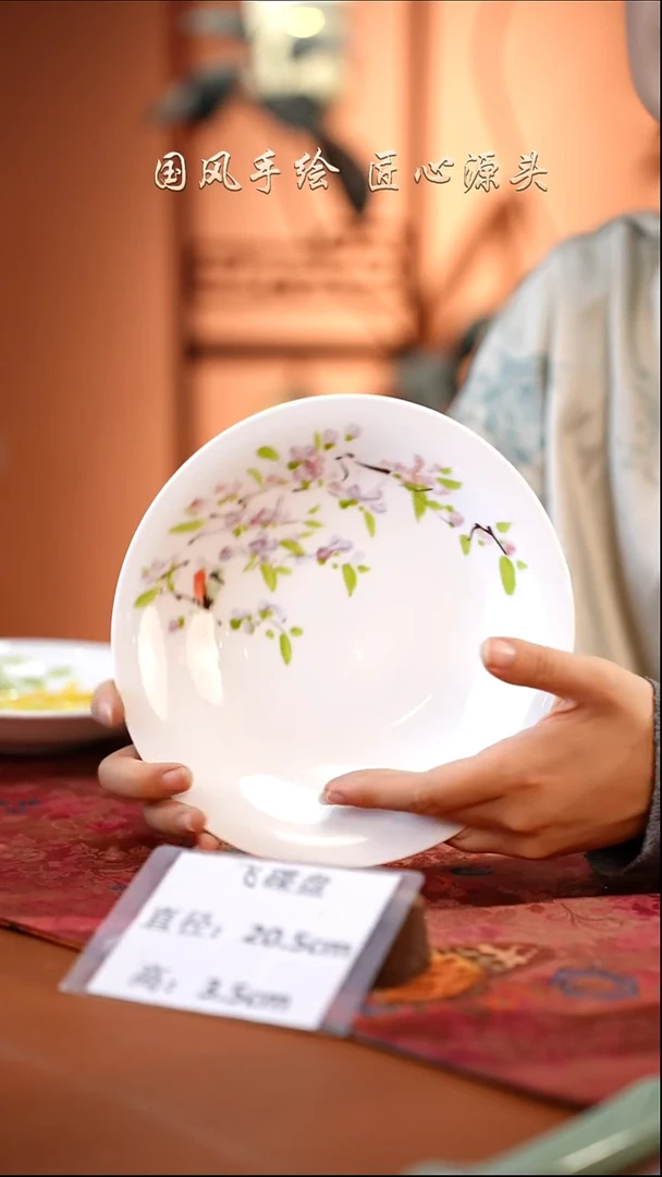 陶瓷景德镇高温釉中彩餐具（无毒无铅无镉）孤品款 飞碟盘