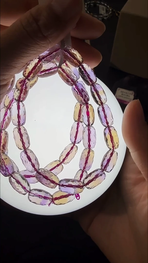 未镶嵌手串水晶紫黄晶桶珠切面手串  多样发一