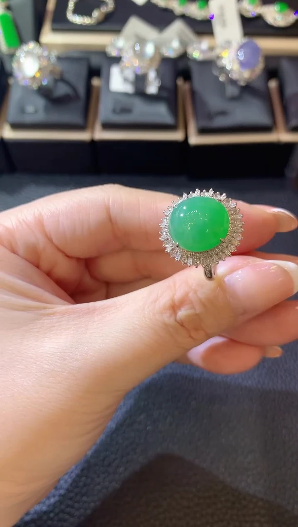 翡翠戒指18K金镶嵌C36 翡翠