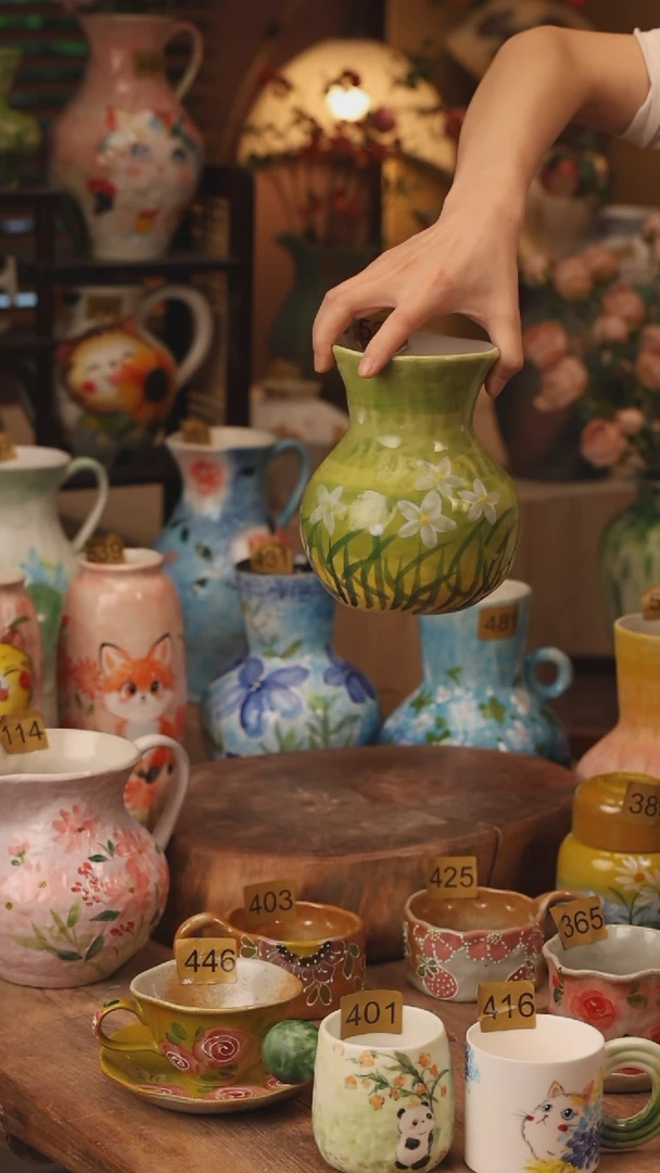 陶瓷景德镇设计师手作花器摆件侘寂风525